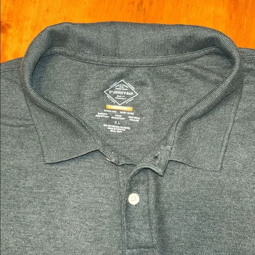 St Johns Bay Preppy‎ Polo Shirt Athleisure Charcoal Gray Heather Short Sleeve